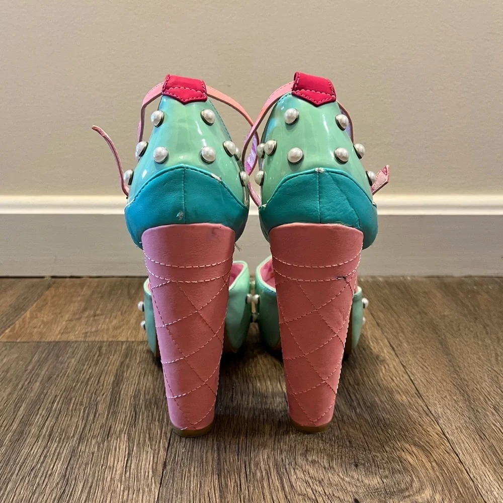 Iron Fist Mint and Pink Platform Heels - Picture 15 of 16